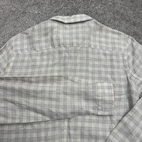 Guideboat Tessitura Monti Italian Linen Button Down Shirt Mens Small Blue Plaid - Picture 4 of 15